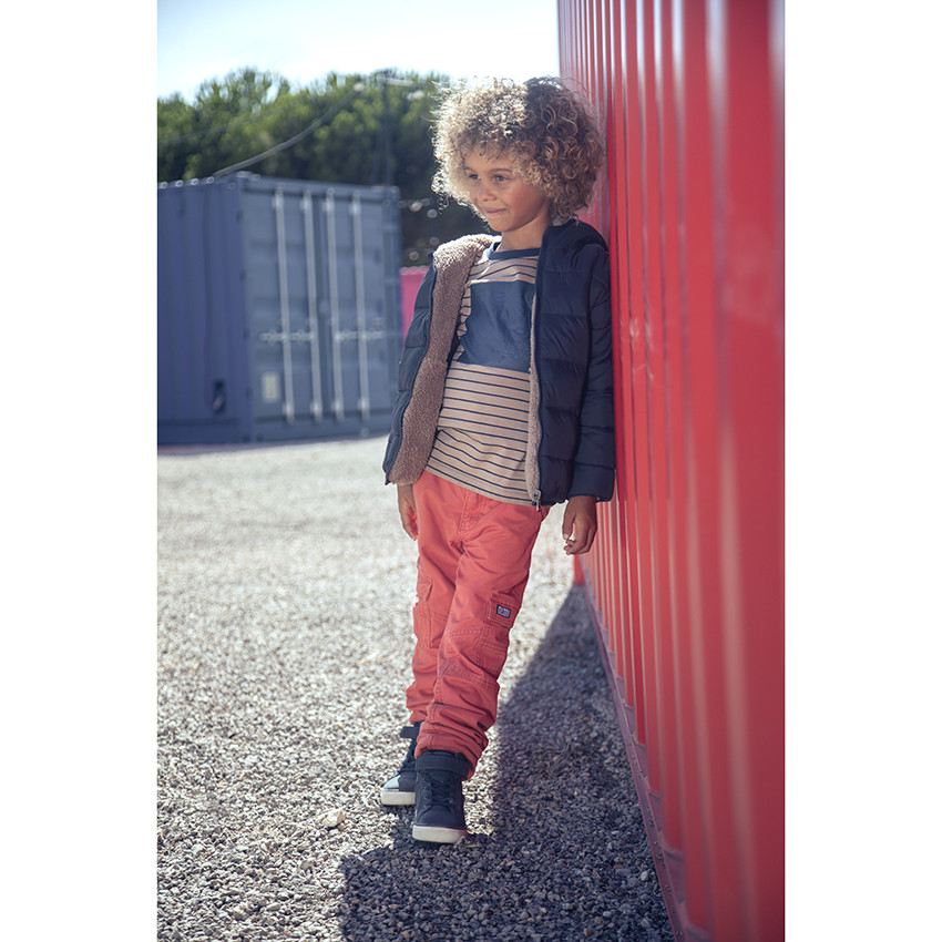 Gestreept T-shirt met lange mouwen, voor jongens. Met tijgerprint 