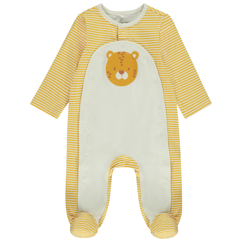Dors-bien rayé avec print fantaisie tête de tigre pour bébé garçon 