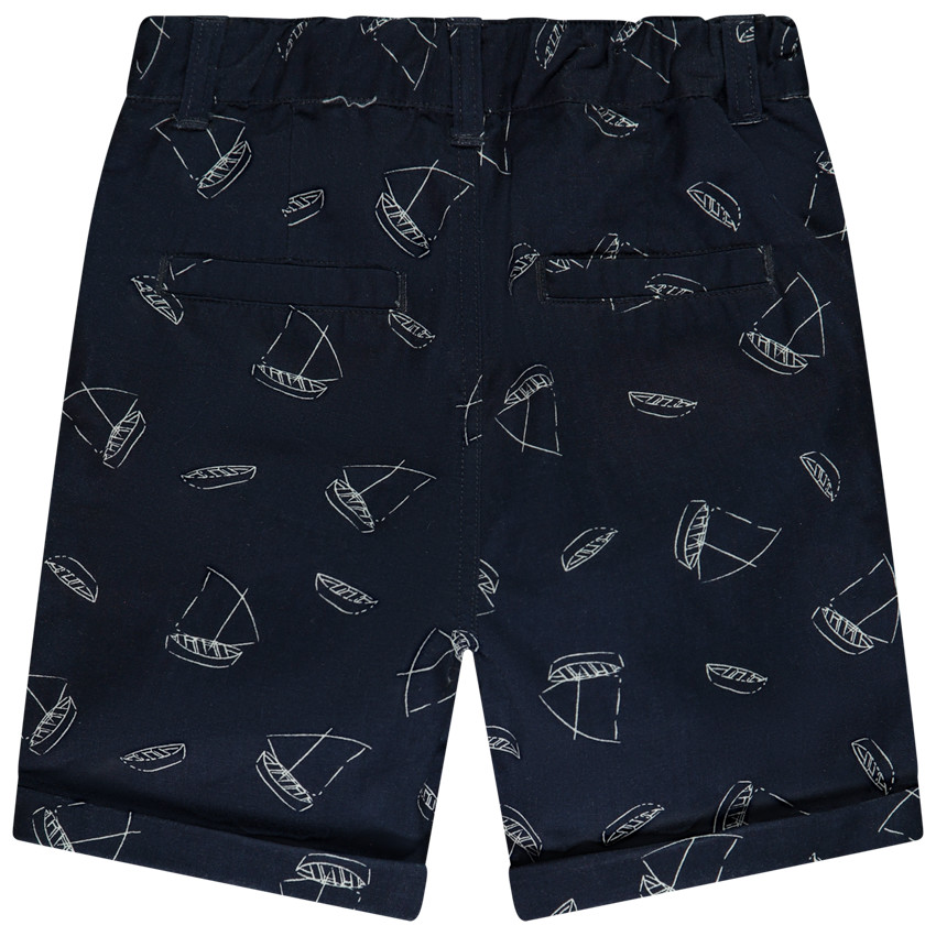 Bermuda van stof met zeilboten voor jongens 