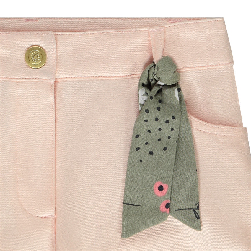 Katoenen voile short met ceintuur voor meisjes 