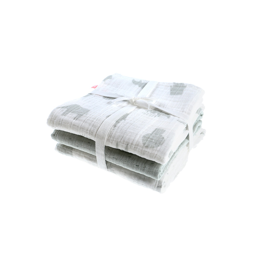 Lot de 3 langes en mousseline de coton 70 x 70 cm - Safari sauge 