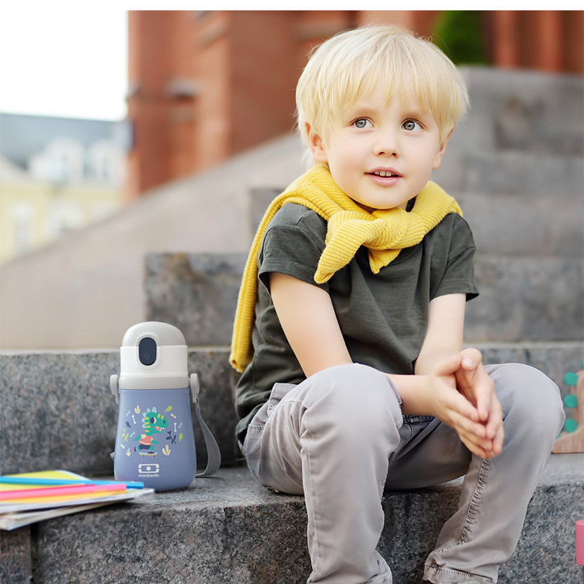 Bouteille isotherme Stram - Bleu Dino 360ml 