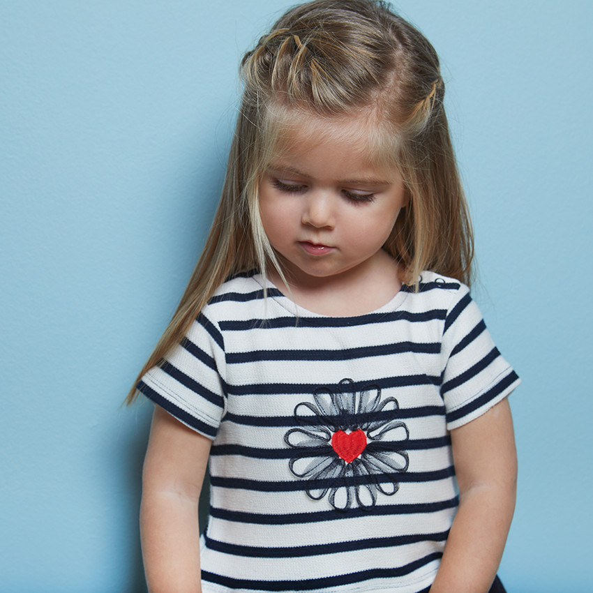 Jurk in gaas 2-in-1 effect korte mouwen voor baby meisjes 