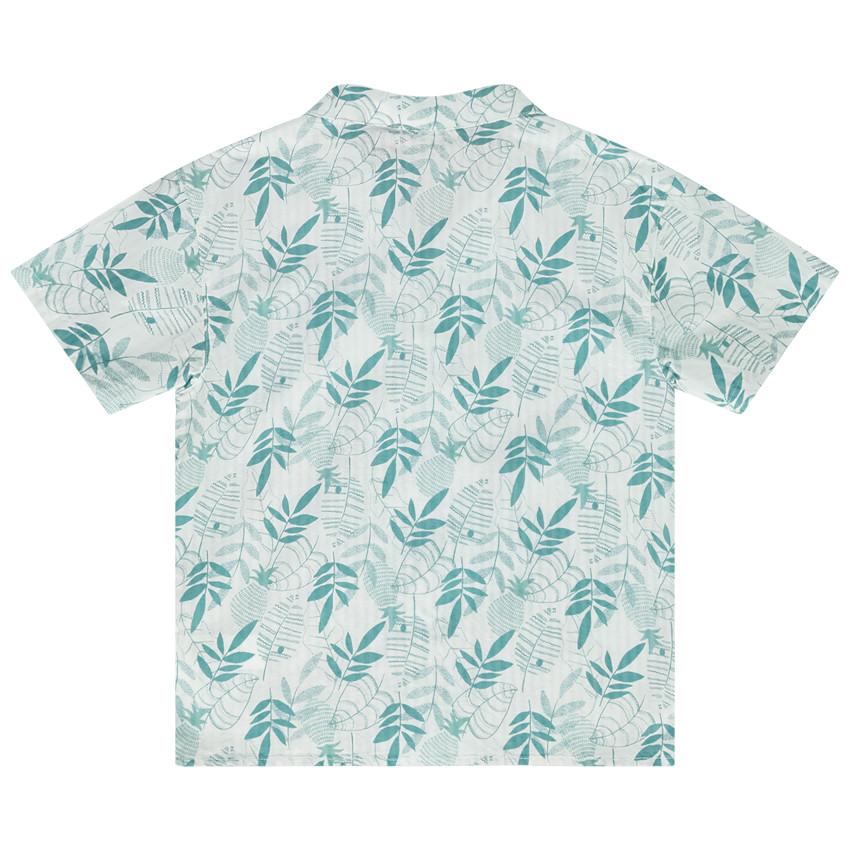 Chemise manches courtes en coton imprimé feuilles pour garçon 