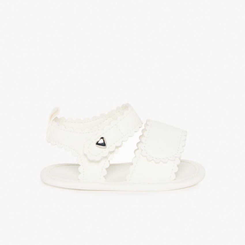 Open-toe witte klittenbandsandalen met golven voor meisjesbaby's 