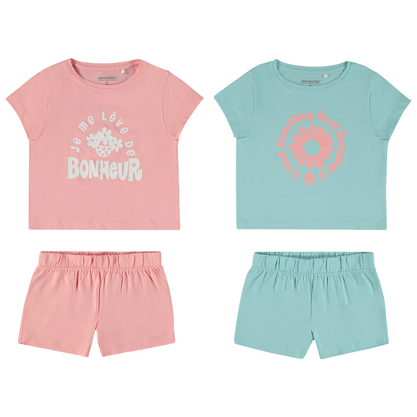 Lot de 2 pyjamas courts 2 pièces en jersey pour fille 