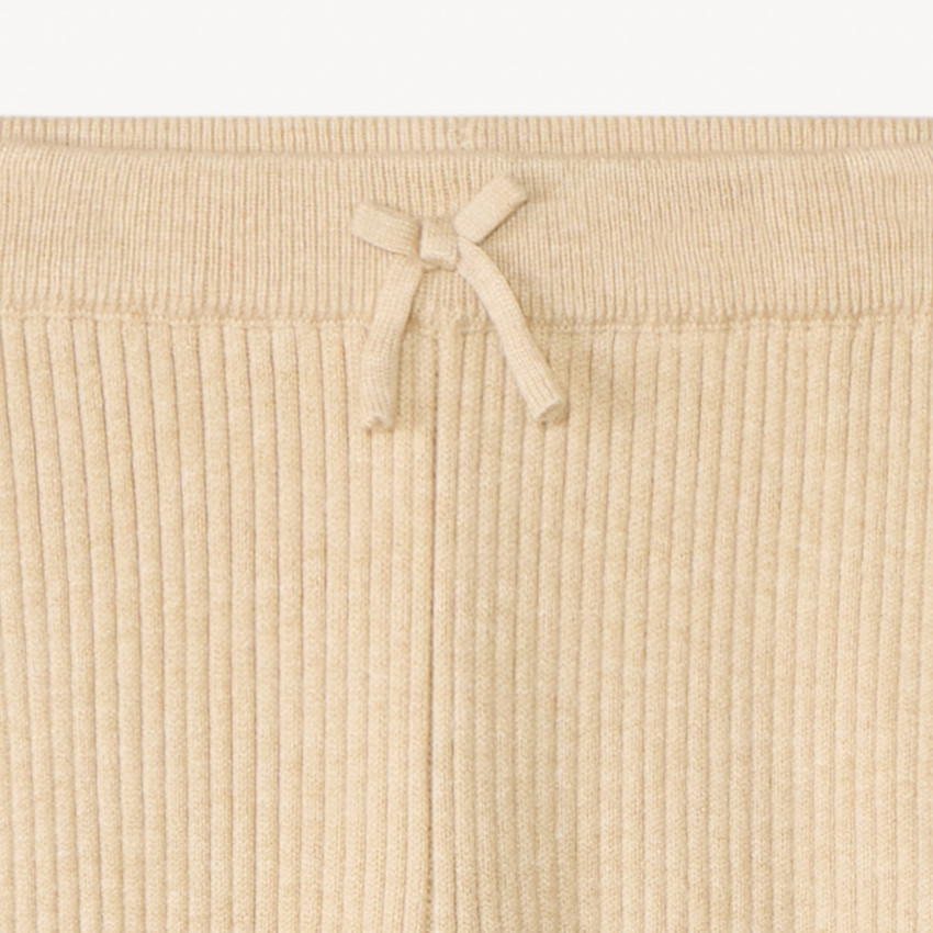 Gebreide effen ribonderbroek met decoratieve strik voor meisjes 