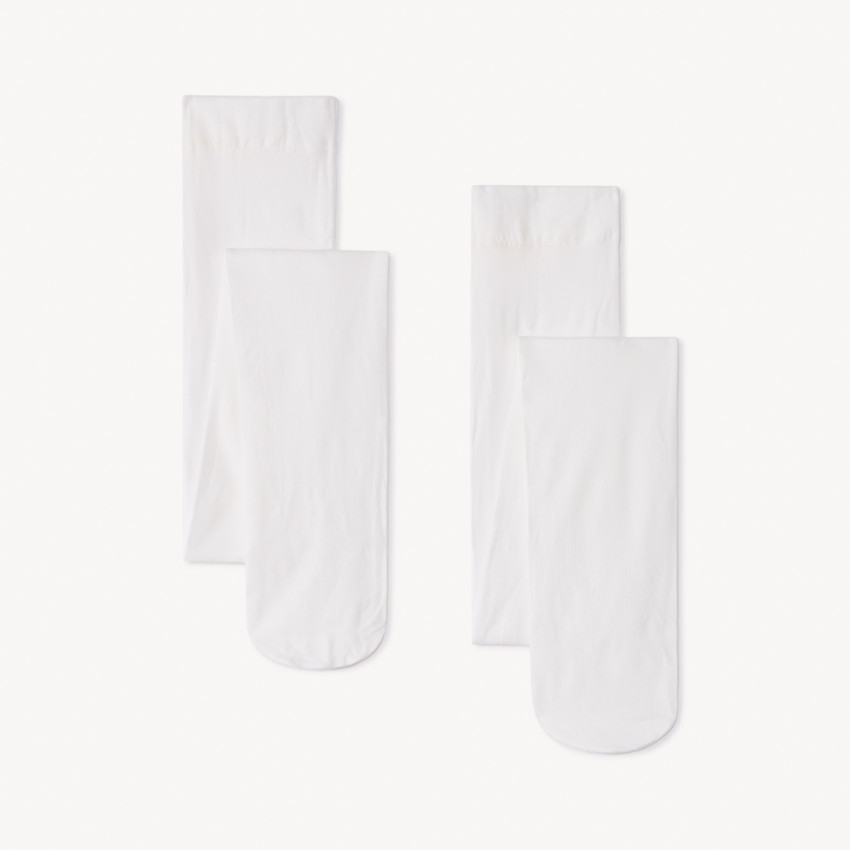 Lot de 2 paires de collants fins unis en microfibre pour fille 