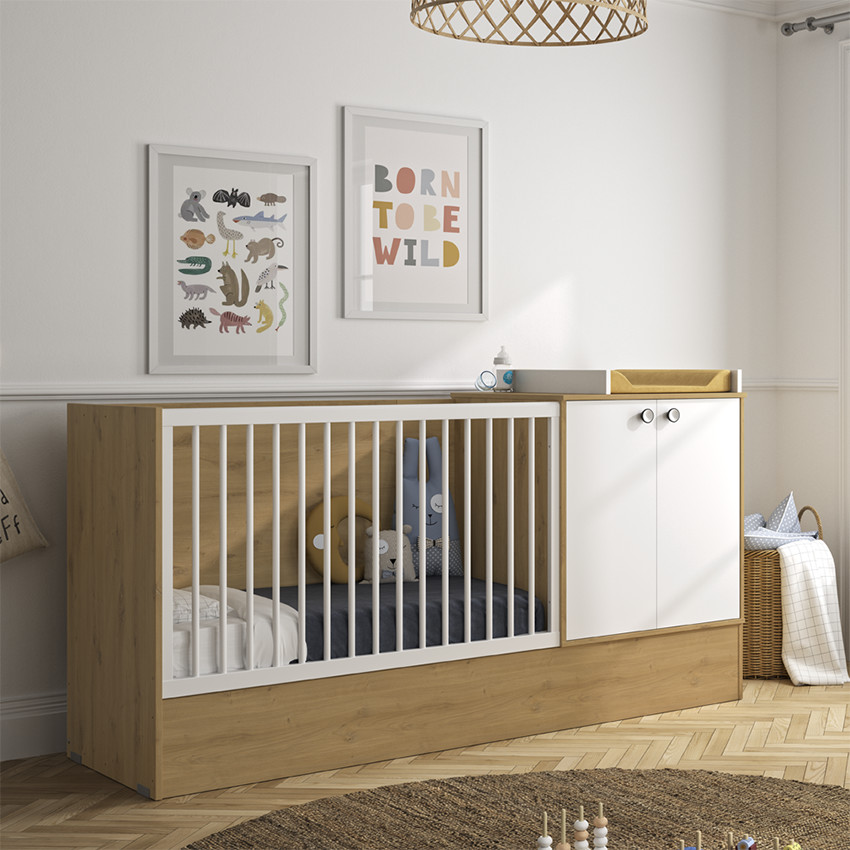 Lit combiné évolutif en chêne Arthur 