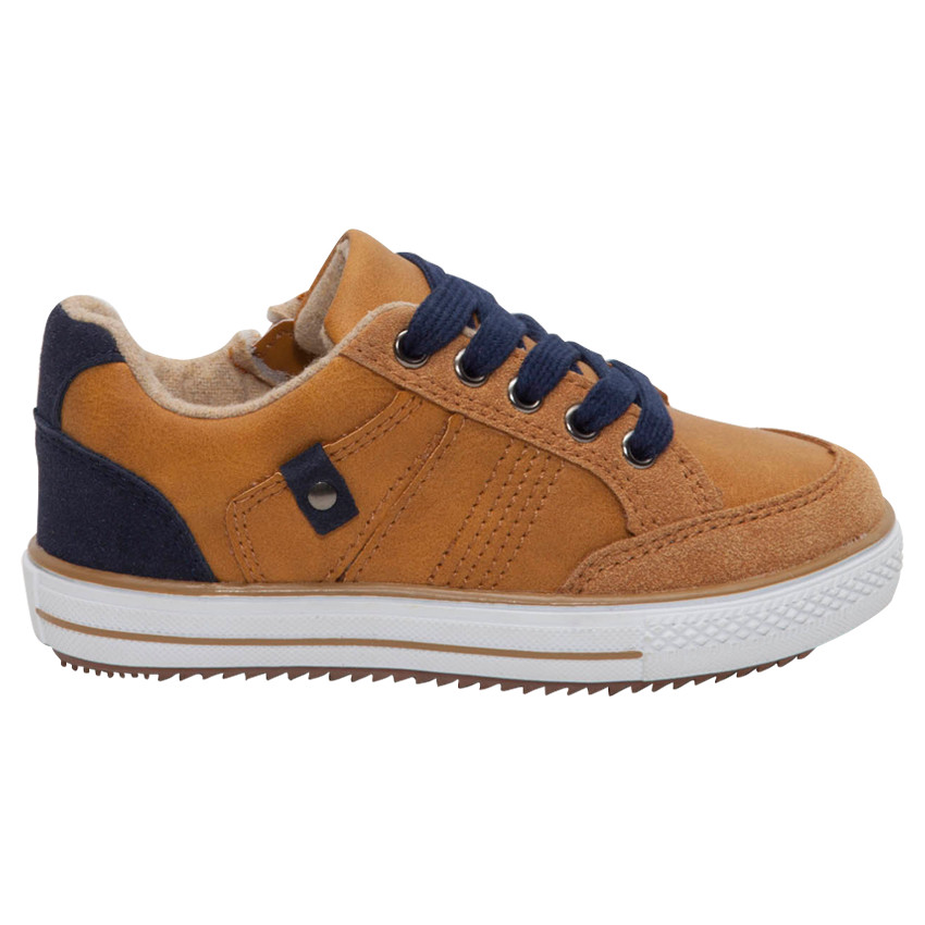 Lage sneakers met ledereffect van suède met marineblauwe toetsen 