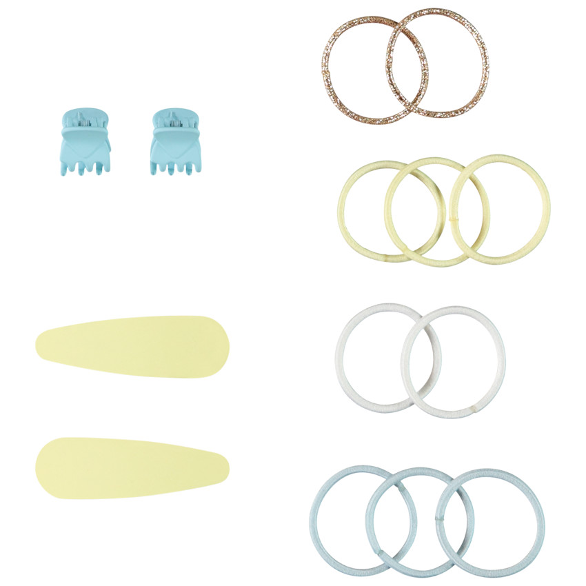 Lot de 4 barrettes + 10 élastiques pour fille  