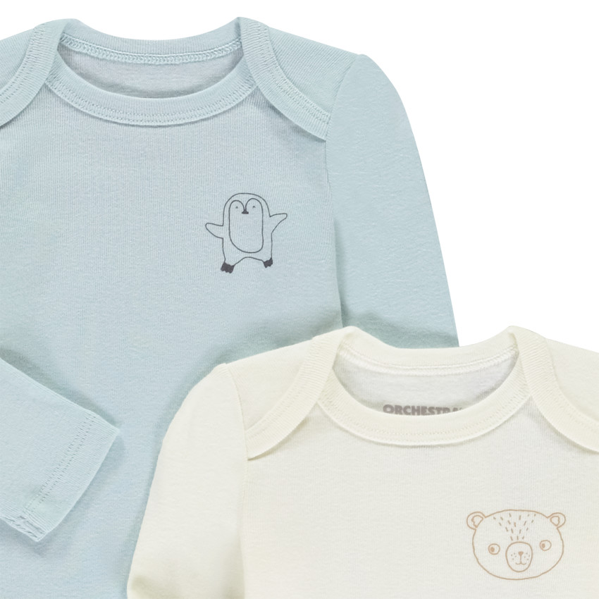 Lot de 5 bodies manches longues prints animaux pour bébé garçon 