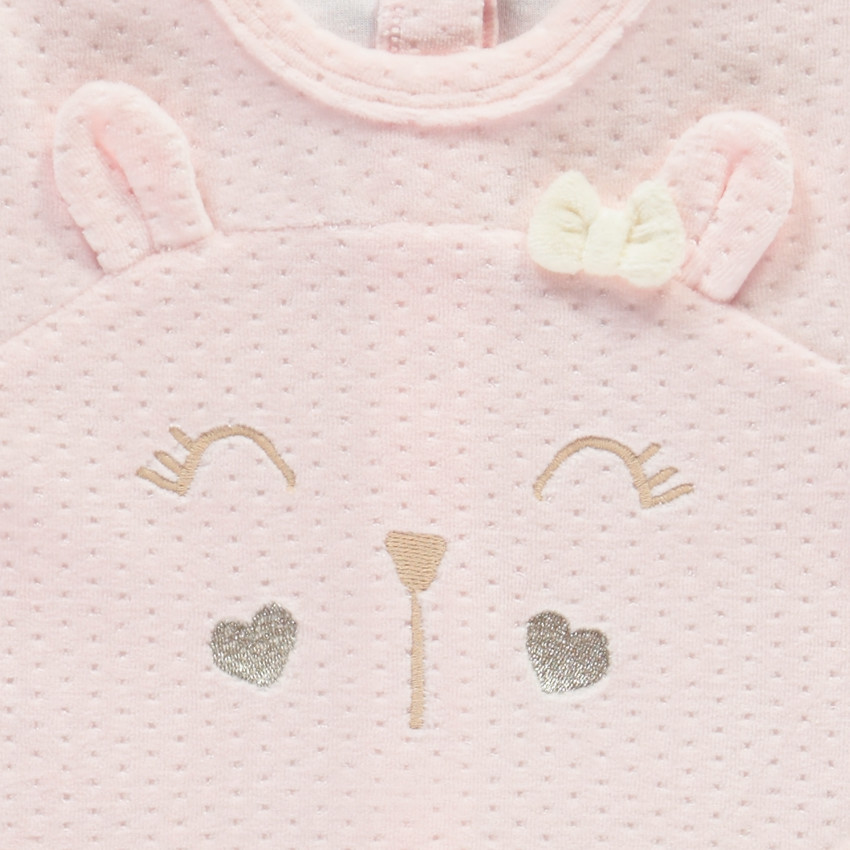 Dors-bien lapin en velours effet dévoré pour bébé fille 