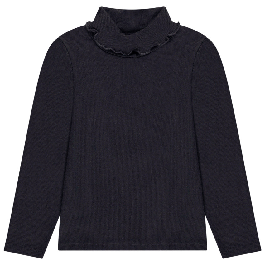Sous-pull côtelé à col roulé effet ondulé pour fille 