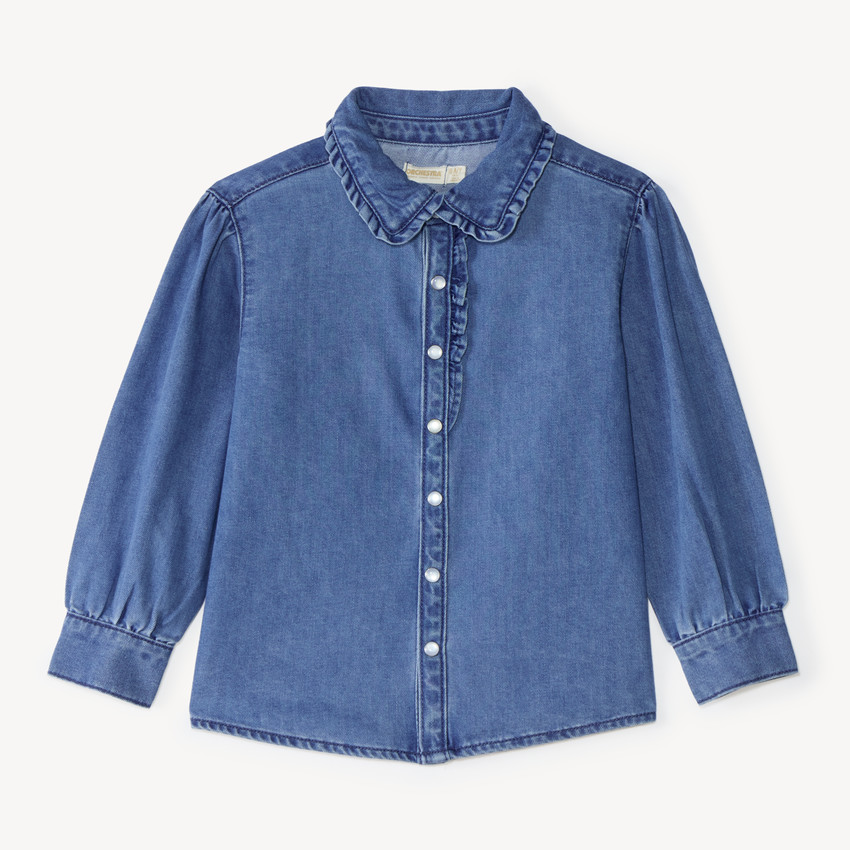 Meisjesblouse met lange mouwen van denim 