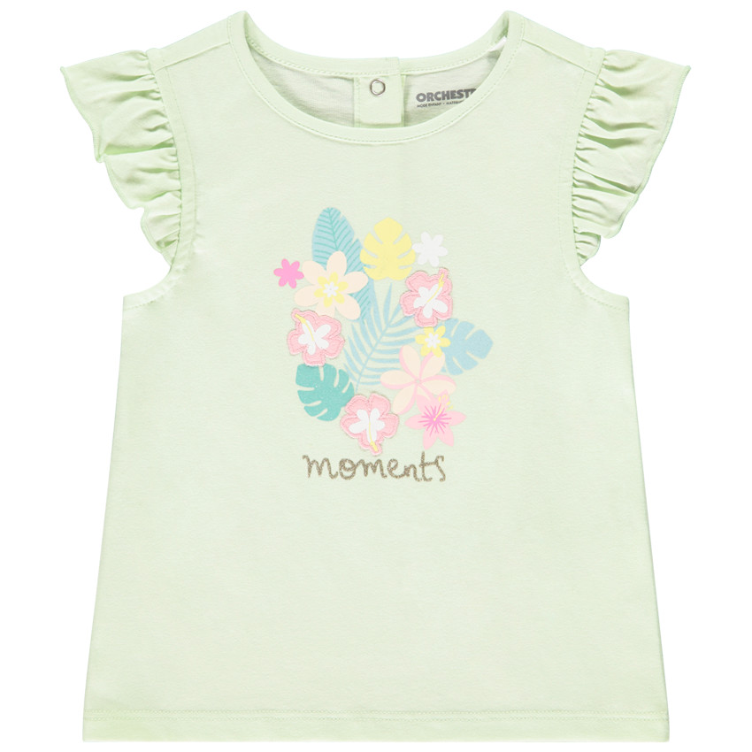T-shirt manches courtes volantées à patchs pour bébé fille 