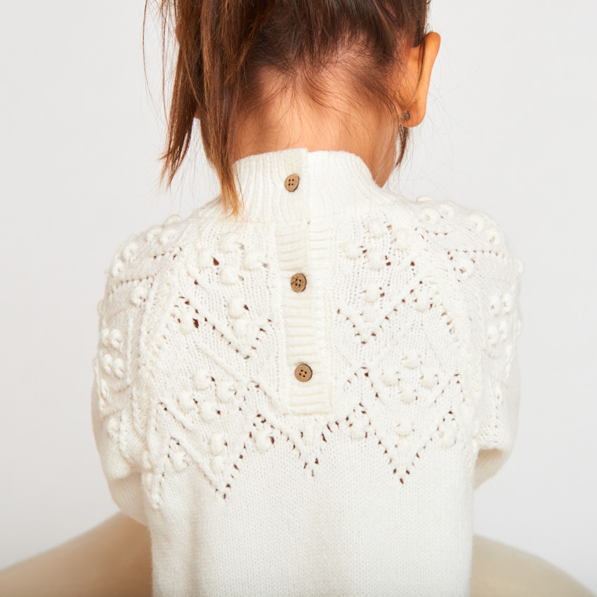 Robe manches longues en tricot uni pour bébé fille 