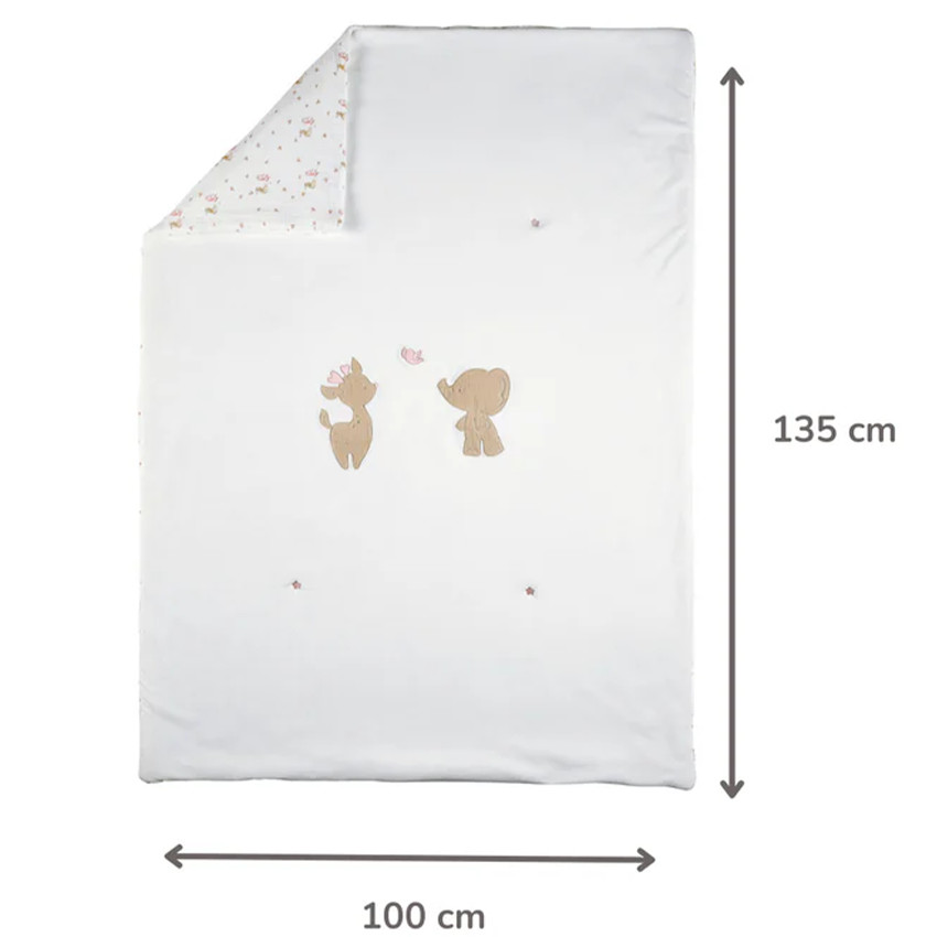 Couverture/edredon - Fanfan - Velours - Blanc - 100x135 cm 