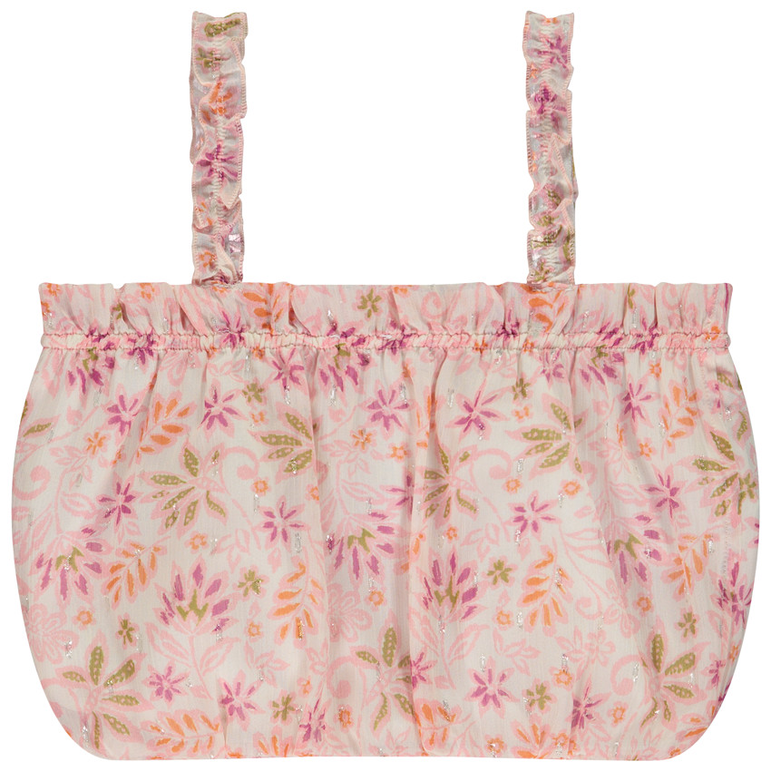 Bloemmotief crop top met bolleffect voor meisjes 