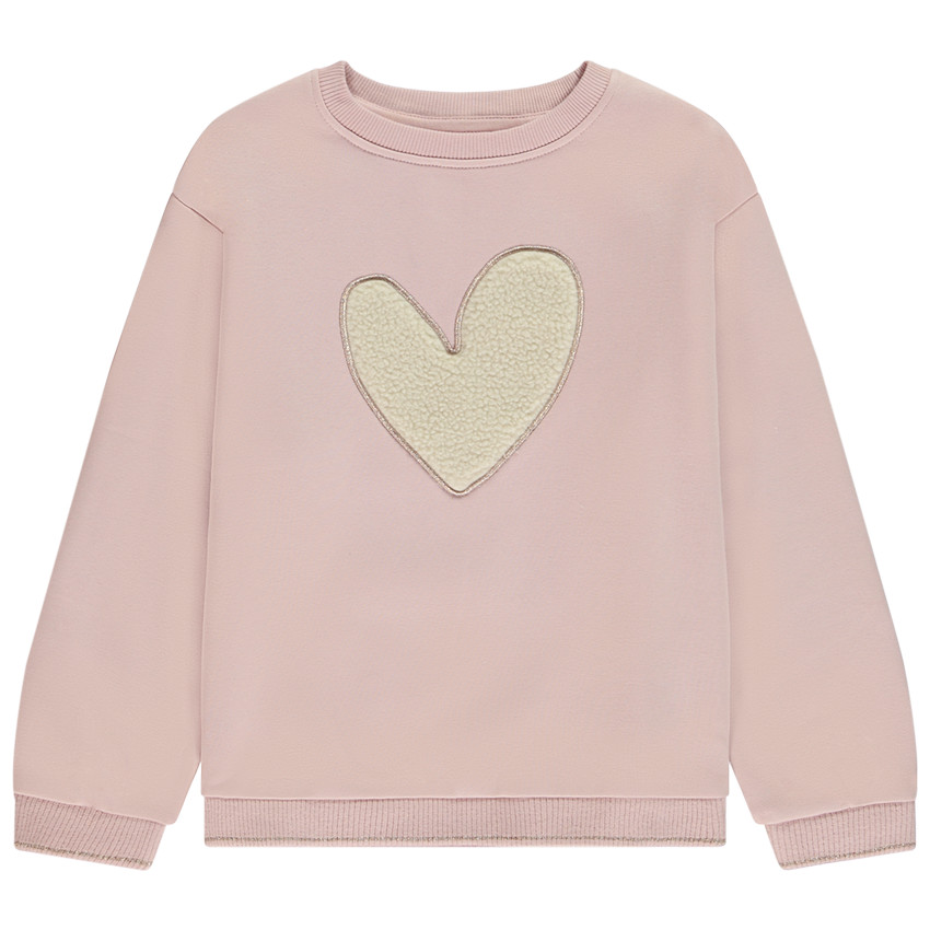 Sweatshirt met hart patch in sherpa effect voor meisjes 