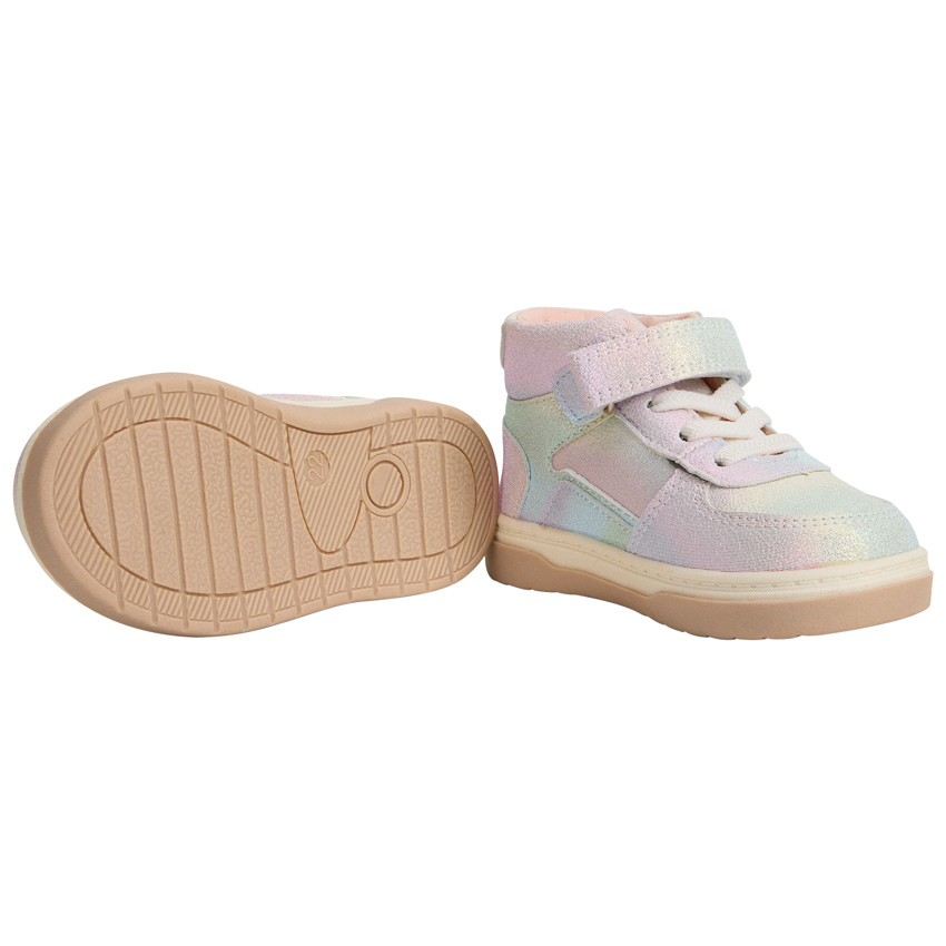 Baskets montantes arc-en-ciel à lacet + velcro pour bébé fille 