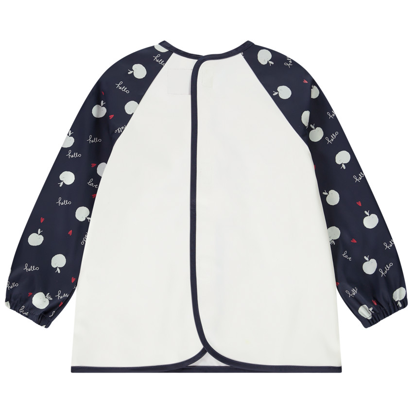 Tablier en toile manches longues imprimé pommes pour fille 