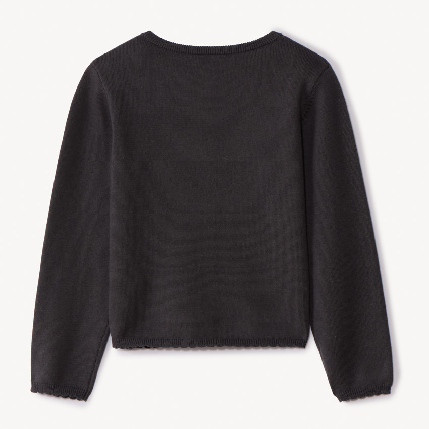 Gilet en tricot uni festonné pour fille 