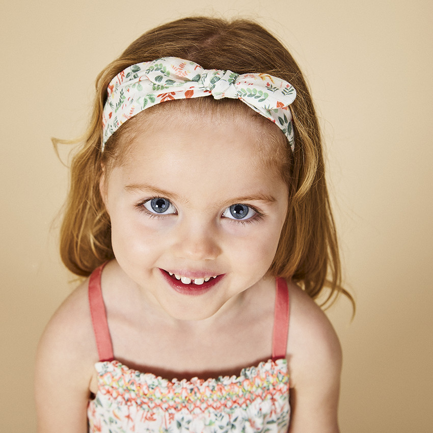 Set jurk + hoofdband met plantenprint voor baby meisjes 