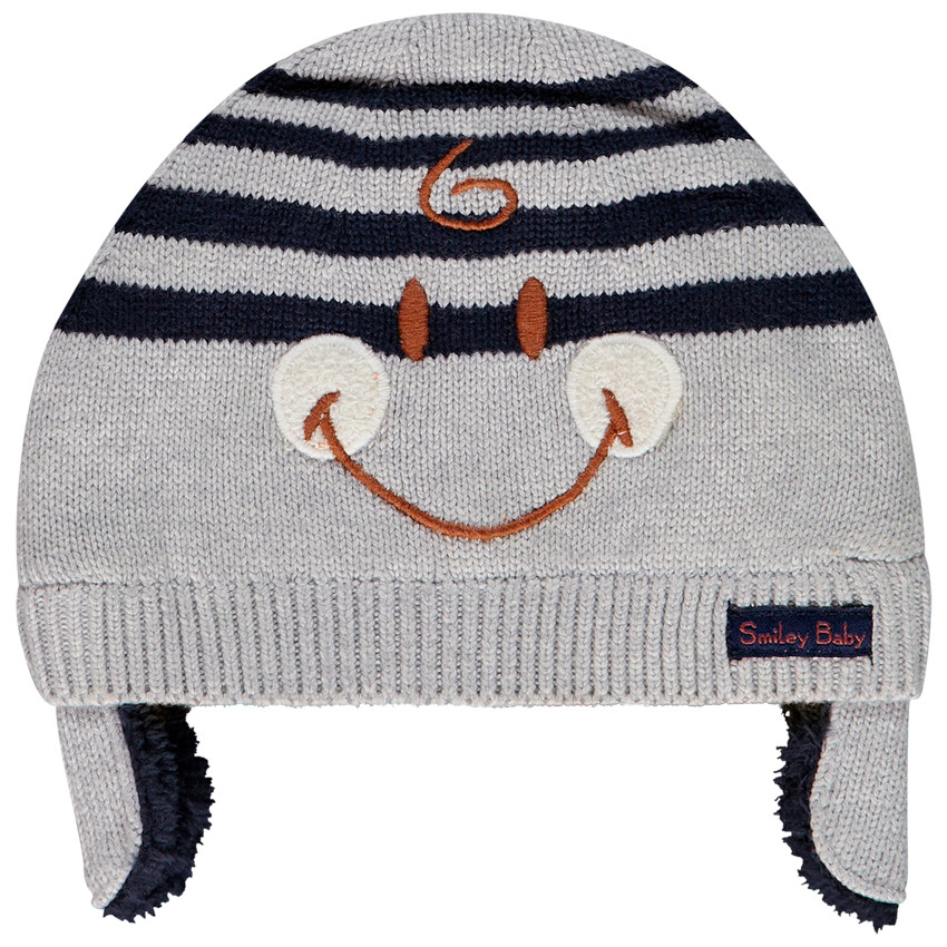 Bonnet en tricot doublé sherpa motif Smiley Baby pour bébé garçon 