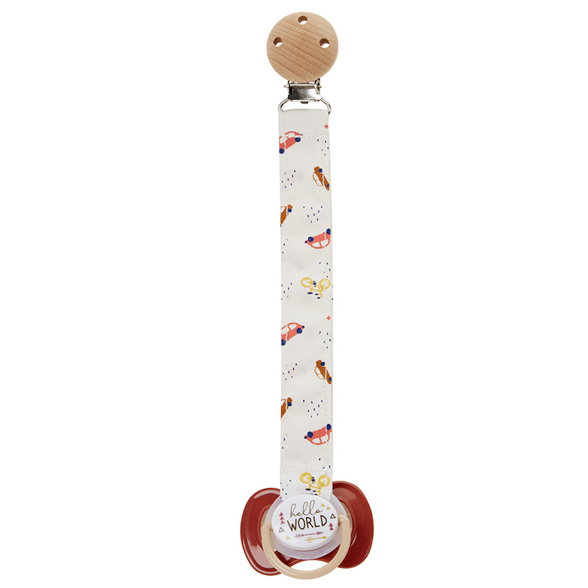 Attache-sucette à clip en bois Voitures 