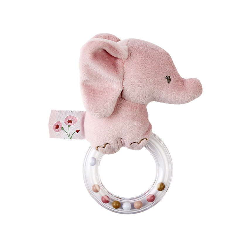 Hochet à billes - FanFan - éléphant - Rose - 15 cm 