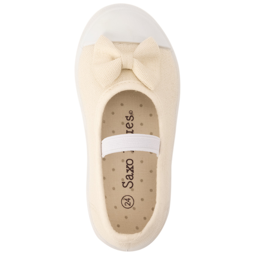 Babies en toile avec nœud et lanière pour fille 