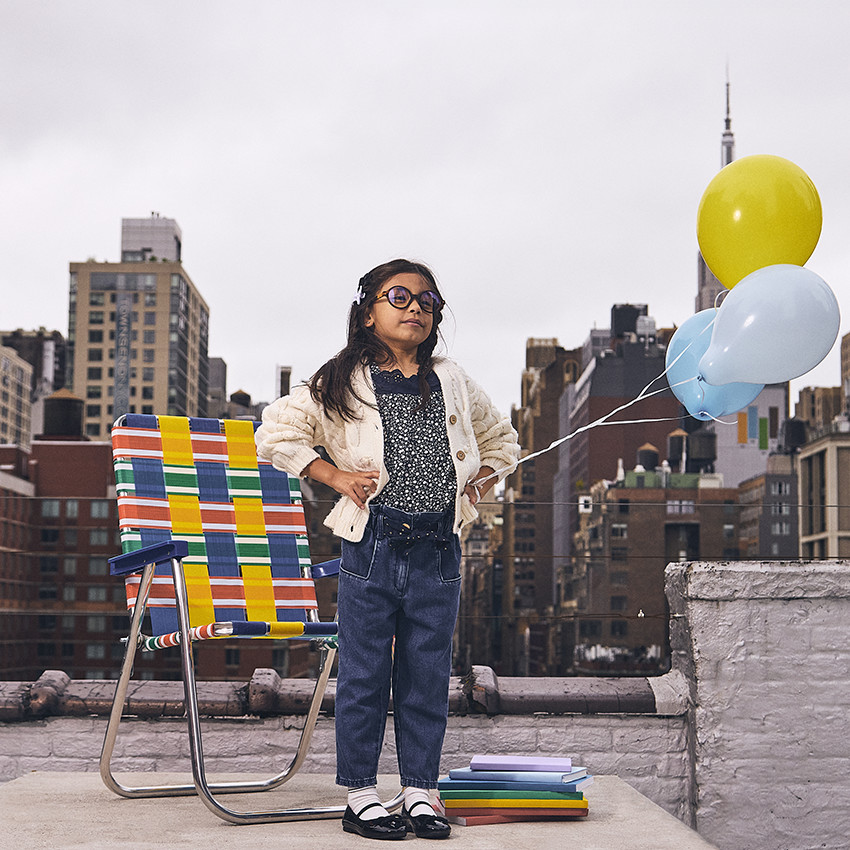 Jeans paperbag in denim met fantasie riem voor meisjes 