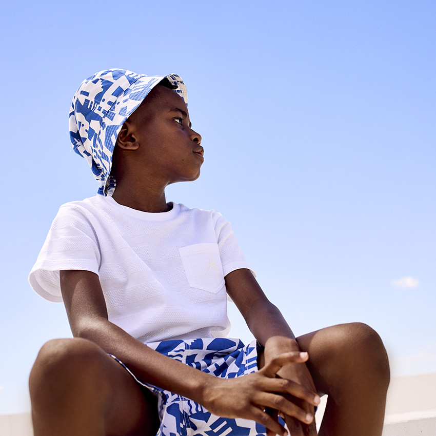 Korte mouwen T-shirt met palmprint en zakje 
