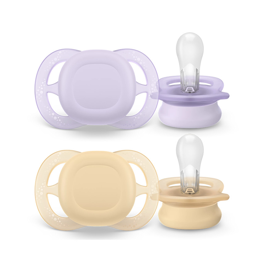 Set van 2 siliconen fopspenen 0-2M Ultra Start uni 