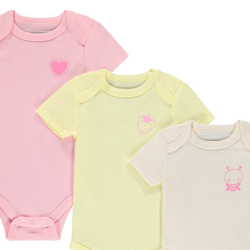 Lot de 5 bodies manches courtes printés pour bébé fille 