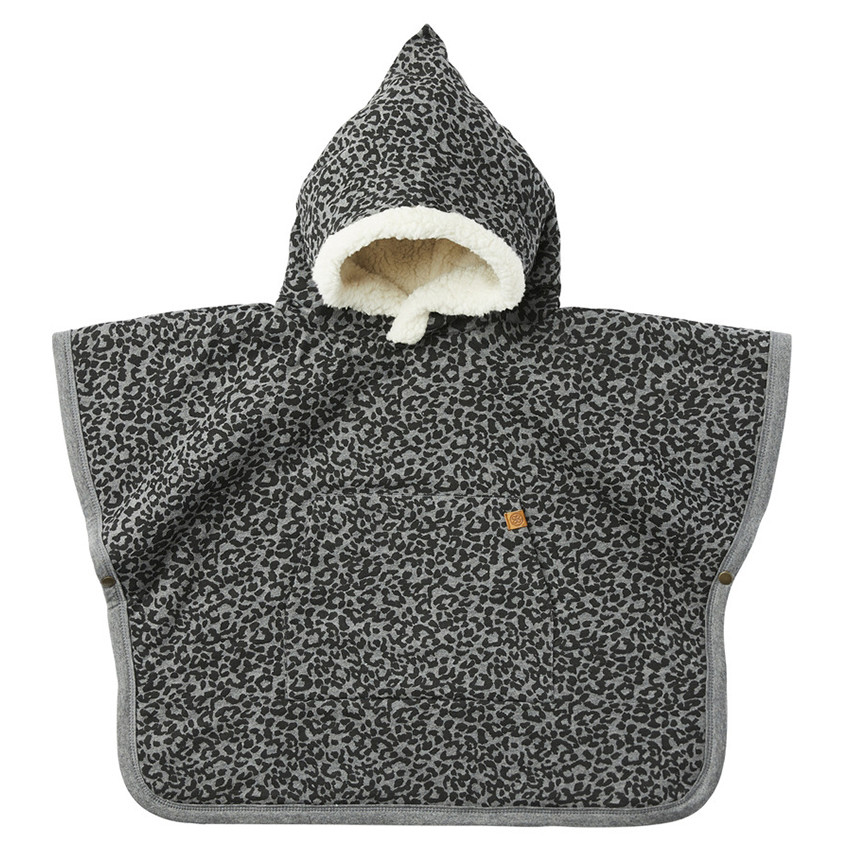 Poncho Teddy 1-3 ans Leopard Gris/Noir 