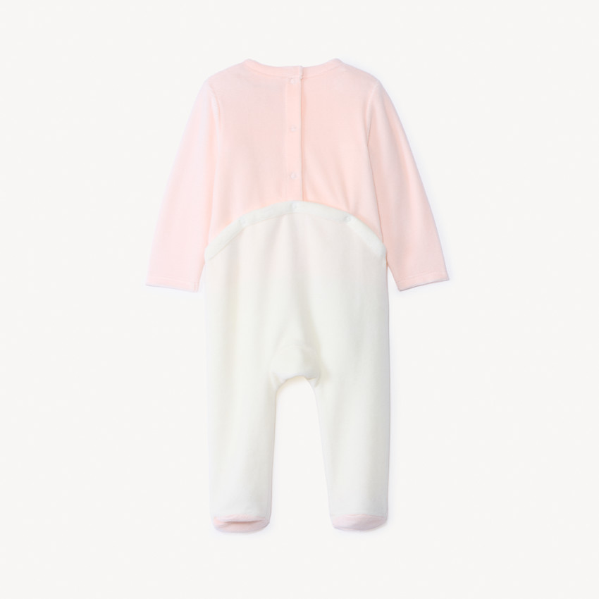 Dors-bien en velours ludique bicolore pour bébé fille  