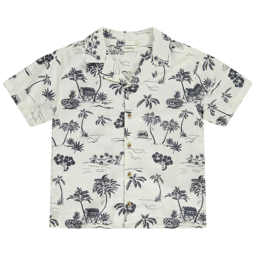 Chemise manches courtes imprimé île tropicale pour garçon 