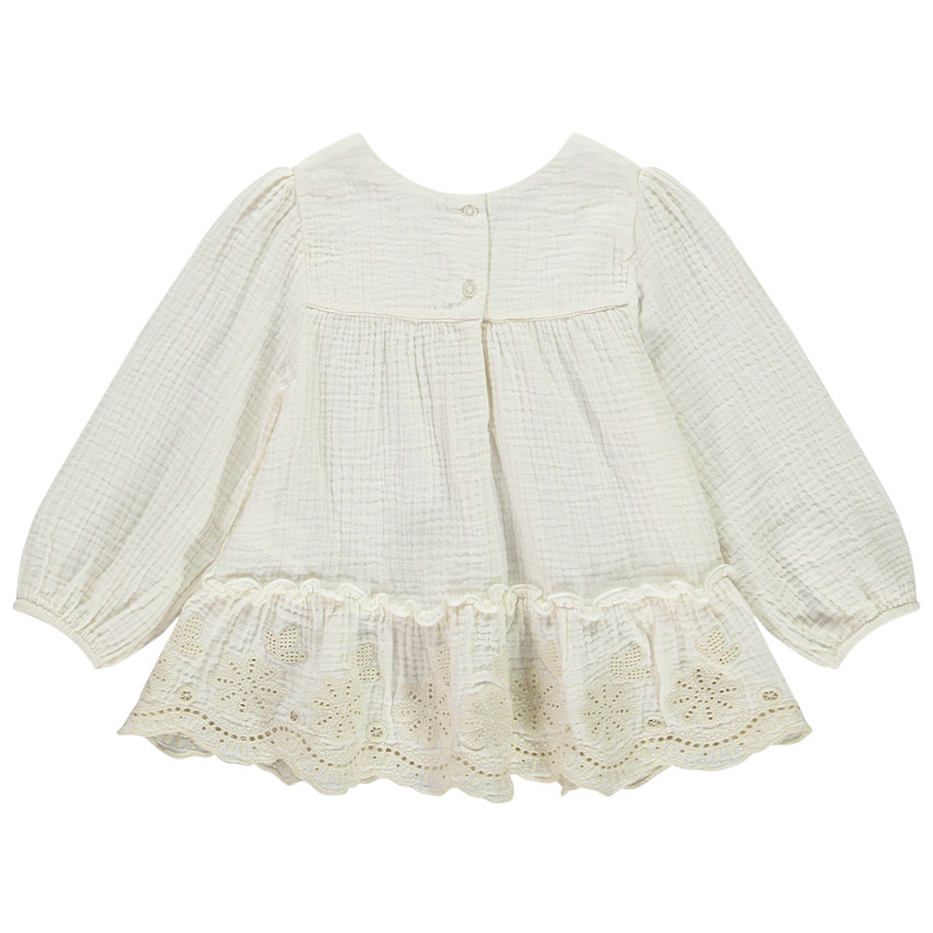 Tuniek met lange mouwen in geborduurd tetra voor meisjes 