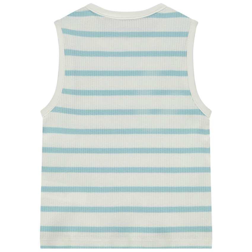 Mouwloos shirt in jersey met strepen en palmprint voor baby jongen 