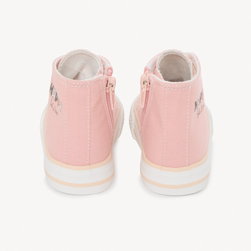 Baskets montantes zippée en toile printée pour bébé fille 