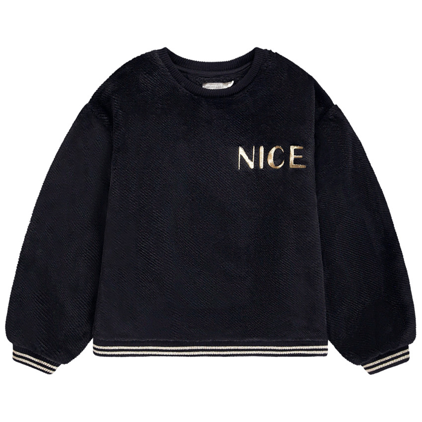 Oversized sherpa sweatshirt met gouden borduurwerk Nice voor meisjes 