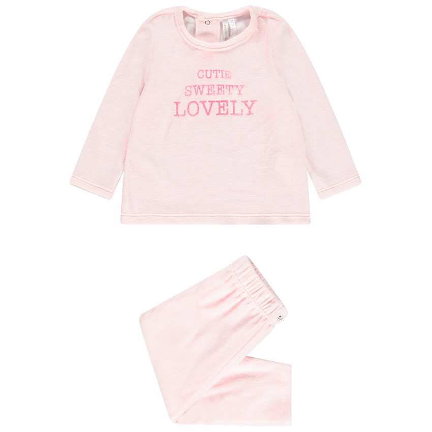Pyjama en velours à message pour bébé fille 