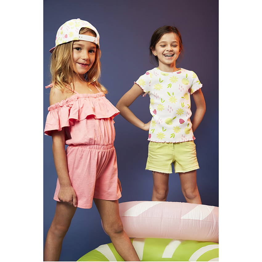 Short in denim overdye-effect voor meisjes 