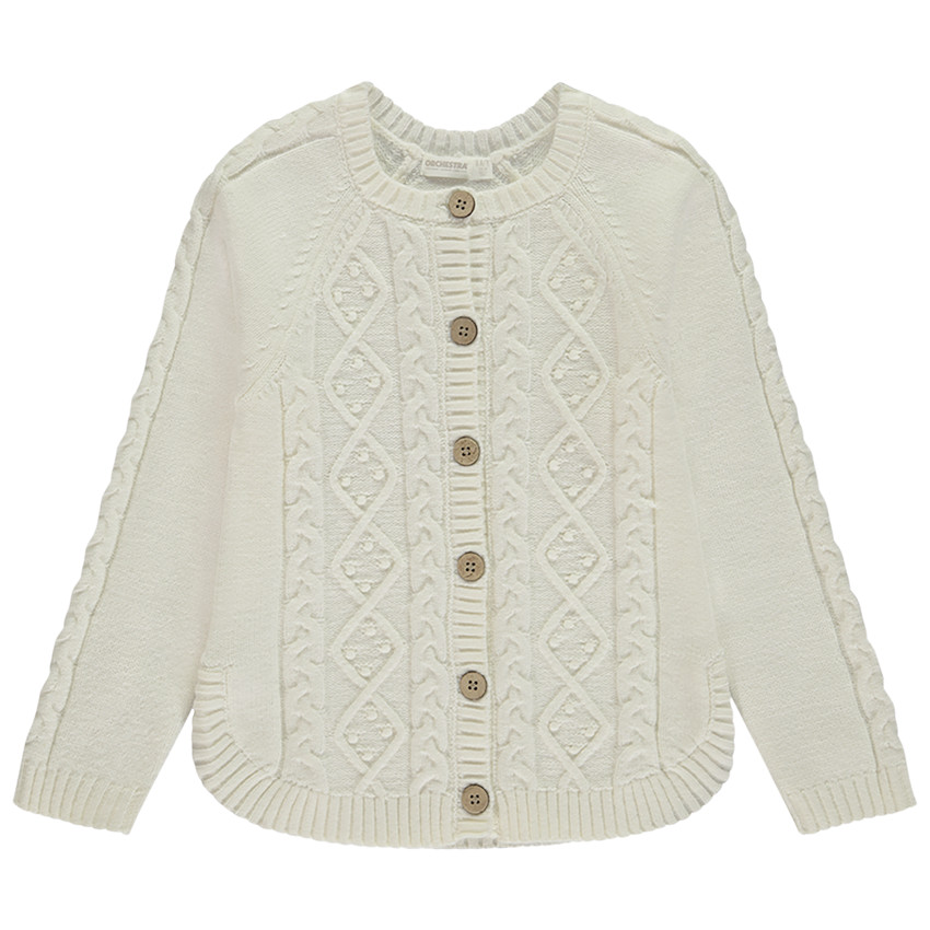 Vest gebreid met fantasietorsade voor meisjes 