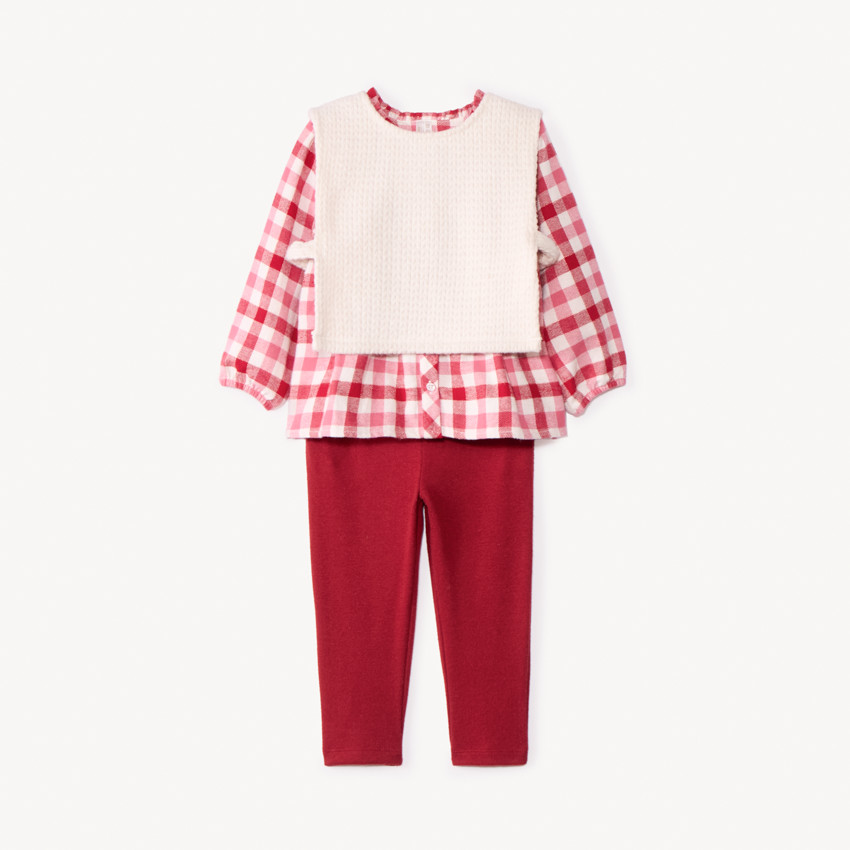 3-delige set met tuniek, mouwloze trui en joggingbroek voor babymeisje 