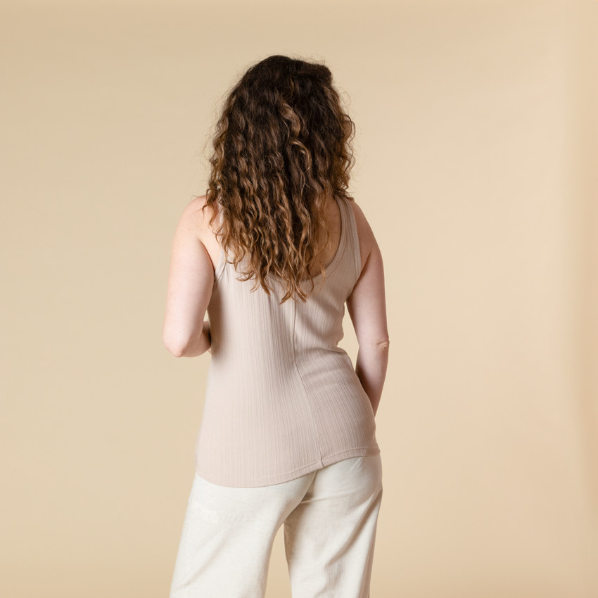 Débardeur uni effet côtelé pour femme 