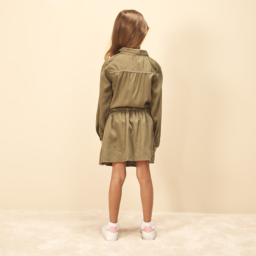 Jurk chemise in lyocell met ceintuur voor meisjes 
