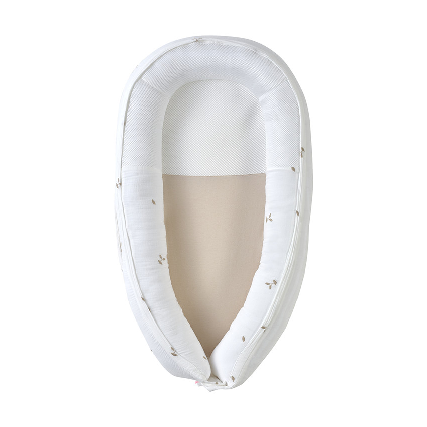 Réducteur de lit évolutif Kokkoony brodé blanc/beige 